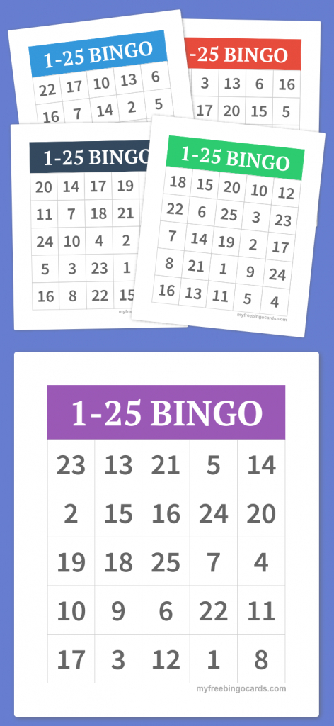 1-25 Bingo | Diy | Free Bingo Cards, Bingo, Free Printable Bingo Cards | Free Printable Bingo Cards With Numbers