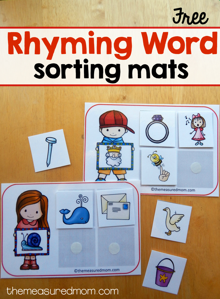 14 Free Sorting Mats For Rhyming Words - The Measured Mom | Rhyming Picture Cards Printable