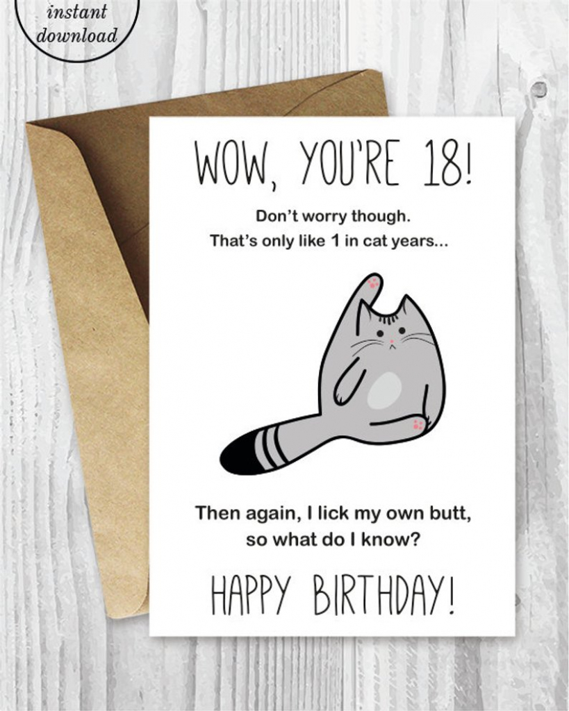18Th Birthday Printable Cards Printable Funny Birthday Cards | Etsy | Funny 18Th Birthday Cards Printable