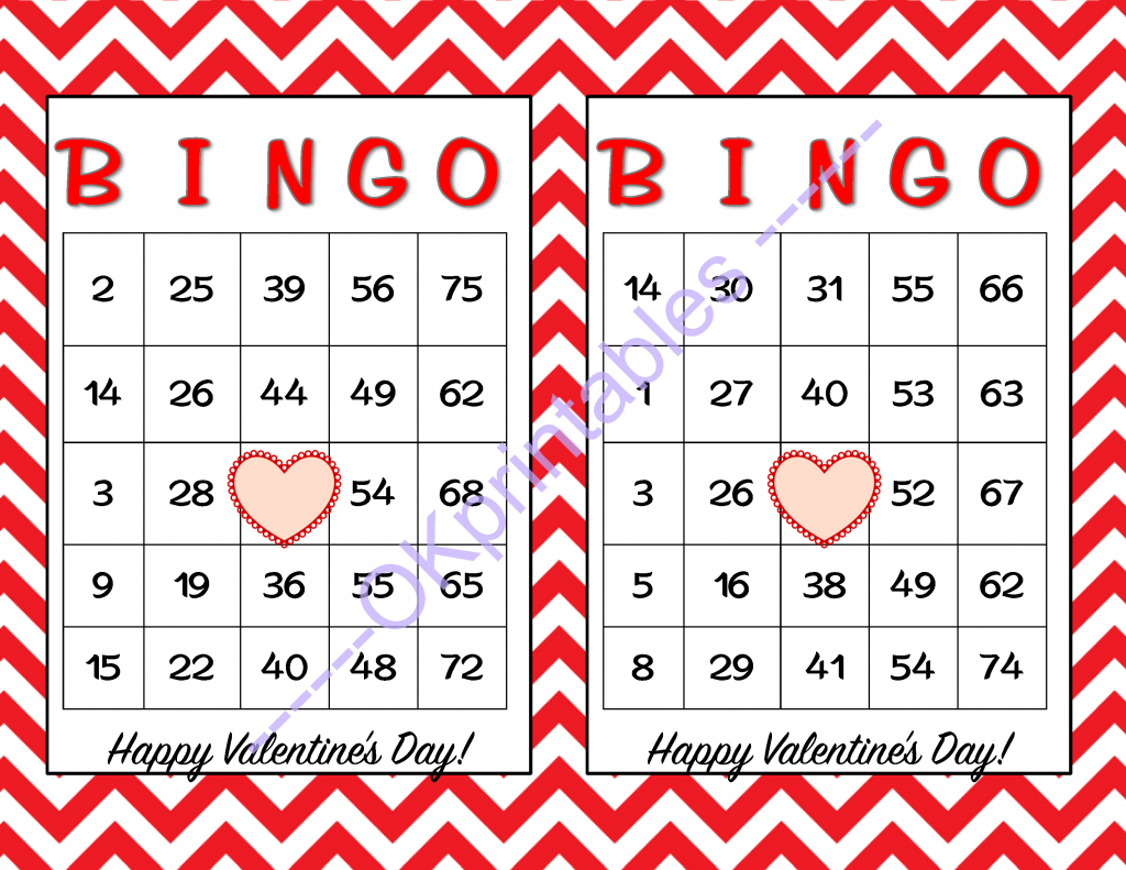 30 Happy Valentines Day Bingo Cards -Okprintables On Zibbet | Printable Bingo Cards 1 75