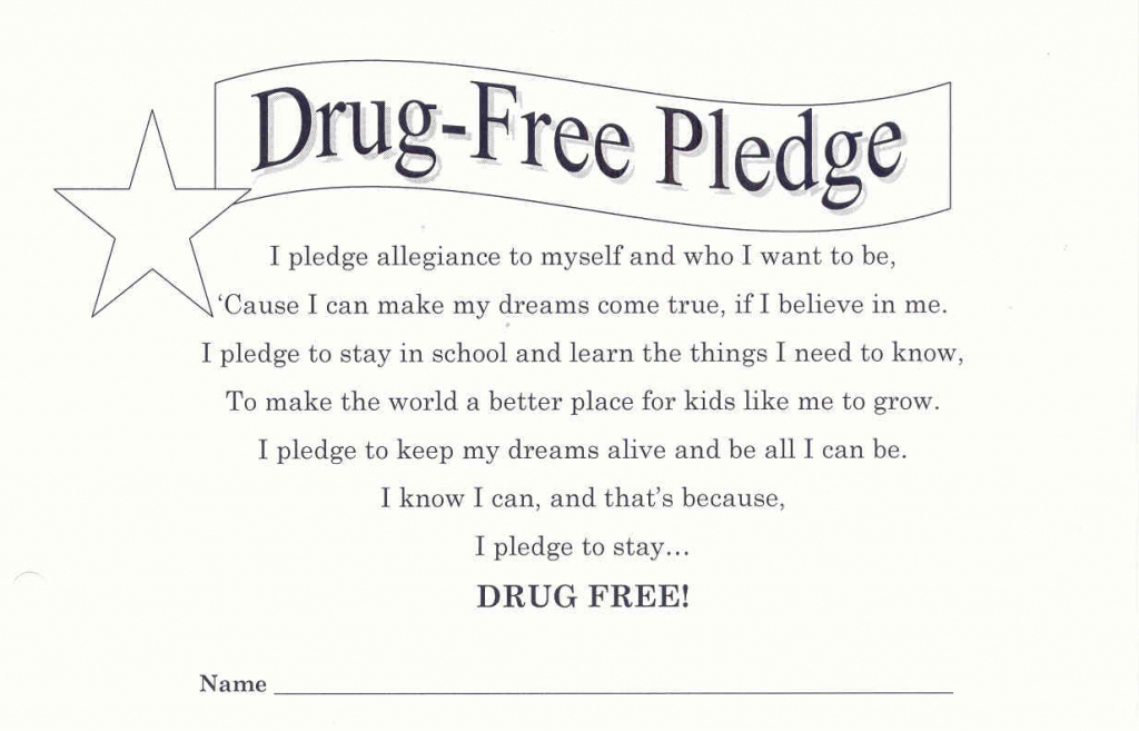 7 Best Photos Of Drug Free Pledge Printable - Drug Free Pledge Red | Free Printable Drug Free Pledge Cards