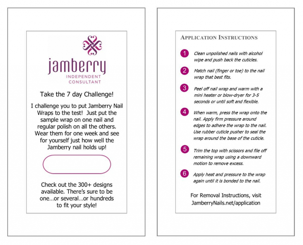 Jamberry 7 Day Challenge Cards Printable Printable Cards