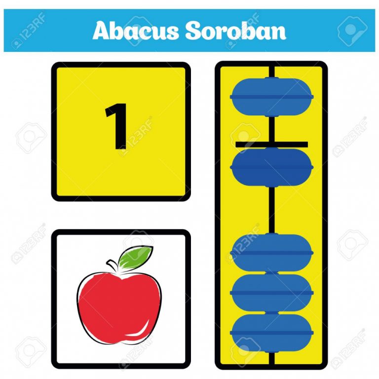 Abacus Soroban Kids With Abacus Vector Illustration. Royalty Free