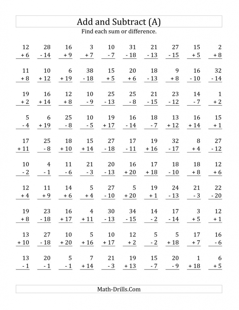 Adding And Subtracting With Facts From 1 To 20 (A) | Flash Cards Addition And Subtraction 1 20 Printable