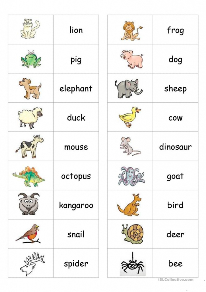 Animal Dominoes Worksheet - Free Esl Printable Worksheets Made | Animal Matching Cards Printable