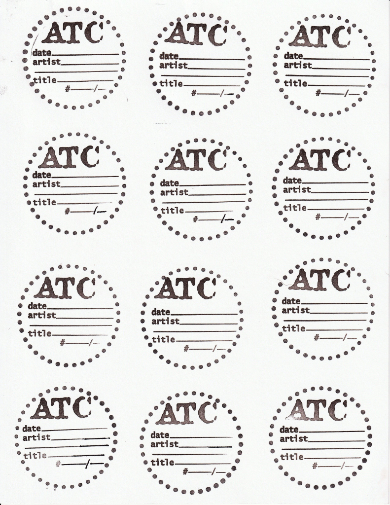 Artist Trading Coin Backs Template. Hand Made With Rubber Stamps | Printable Artist Trading Card Labels