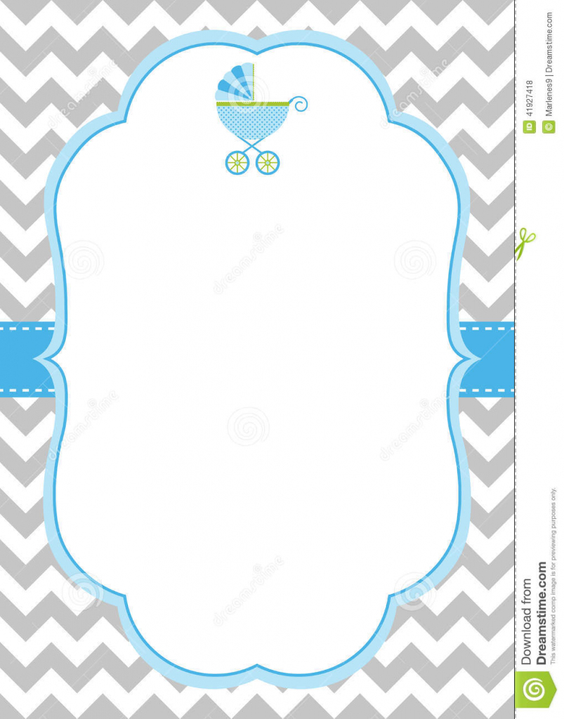 Baby Boy Invitation Card Stock Vector. Illustration Of Chevron | Free Printable Baby Boy Cards