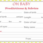 Baby Shower Baby Prediction Cards | Baby Prediction And Advice Cards Free Printable