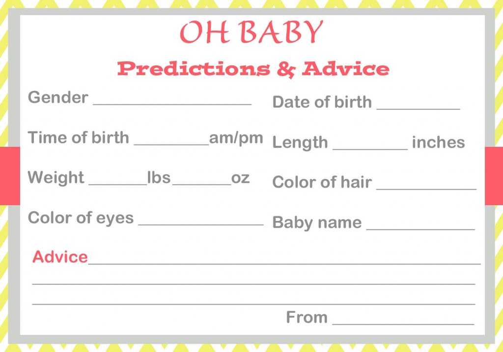 Baby Shower Baby Prediction Cards | Baby Shower Printable Prediction Cards