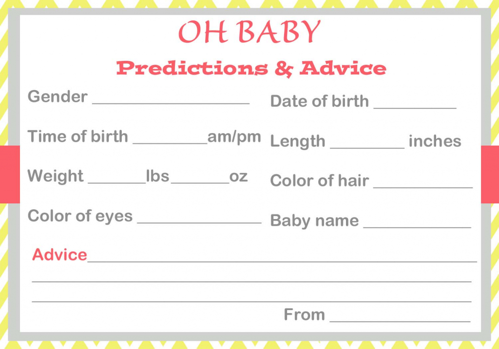 Baby Shower Baby Prediction Cards | Free Printable Baby Advice Cards