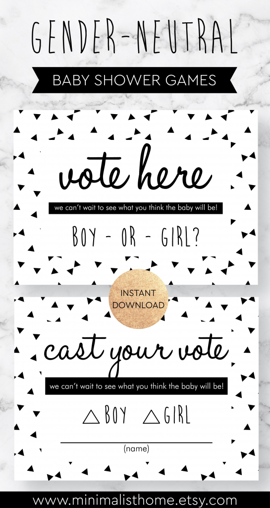 Baby Shower Decorations, Gender Reveal Voting Cards Printable, Party | Printable Gender Reveal Voting Cards