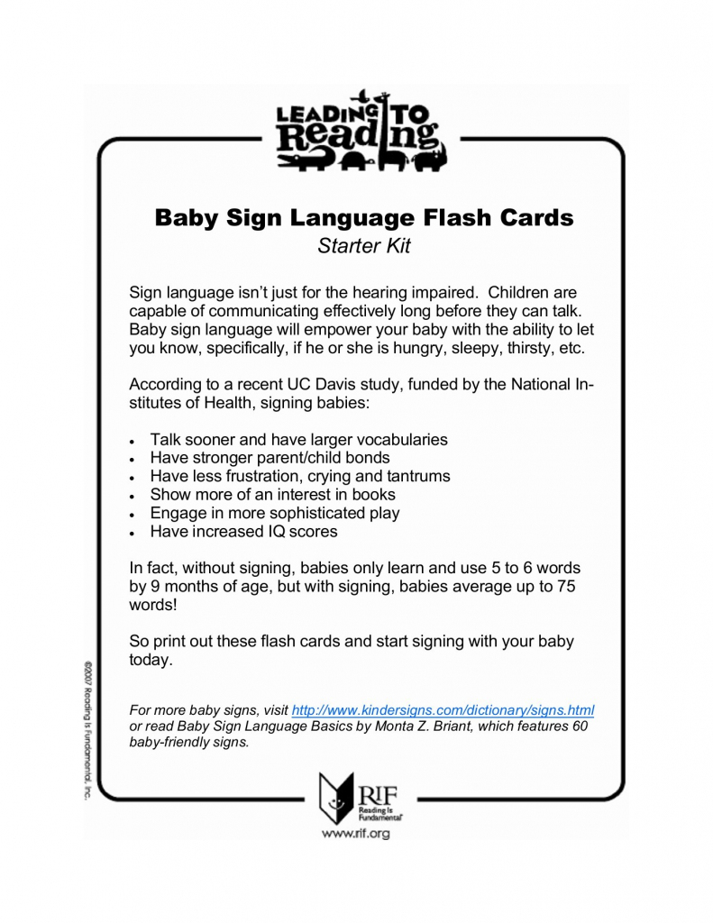 Baby Sign Language Flash Cards - Reading Is Fundamental | Printable Sign Language Flash Cards