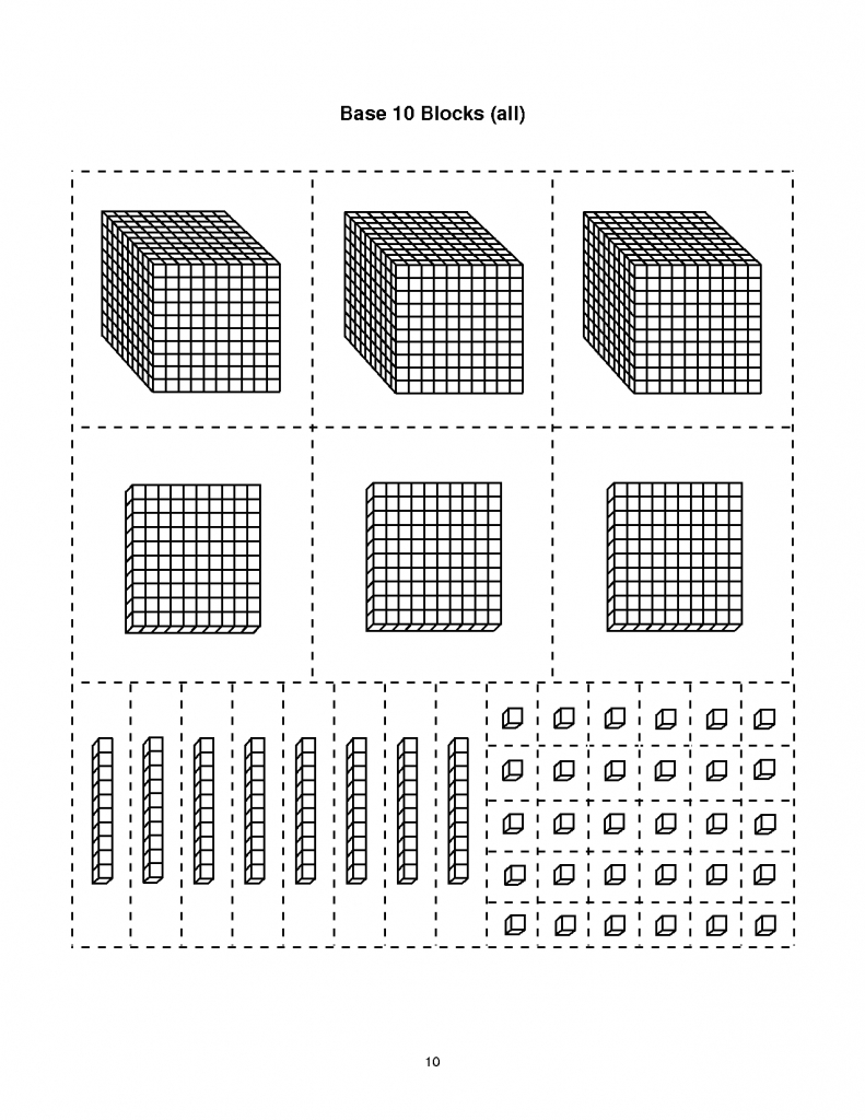 Base Ten Block Templates | Base-10 Blocks-Thousands | Math | Base | Base Ten Picture Cards Printable