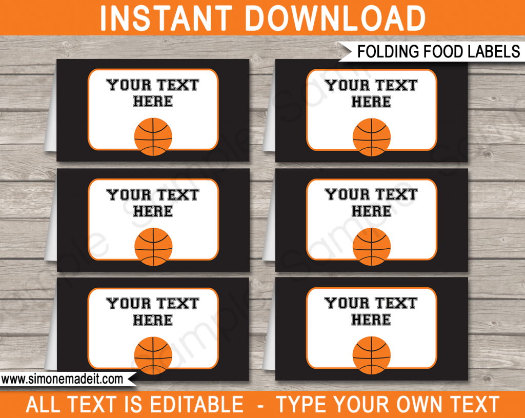 Basketball Party Food Labels | Place Cards | Party Decorations | Free Printable Basketball Cards