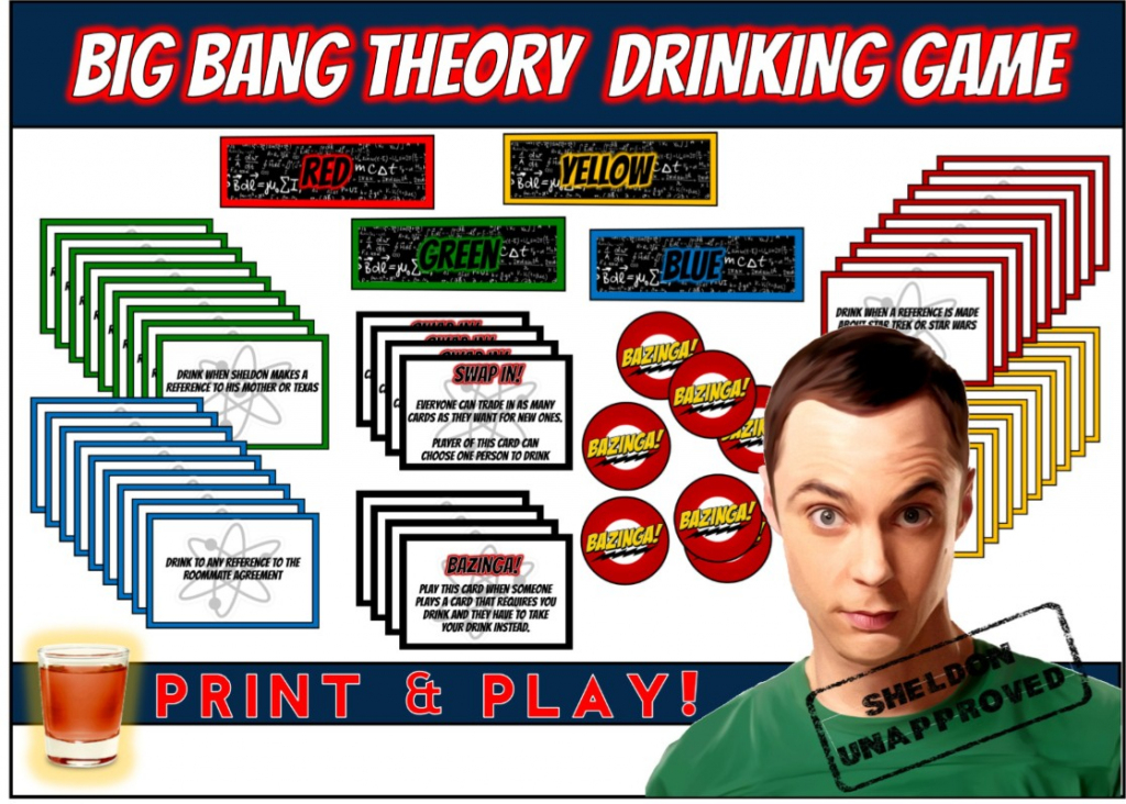 Big Bang Theory Drinking Game - Print &amp;amp; Play! | Bang Card Game Printable