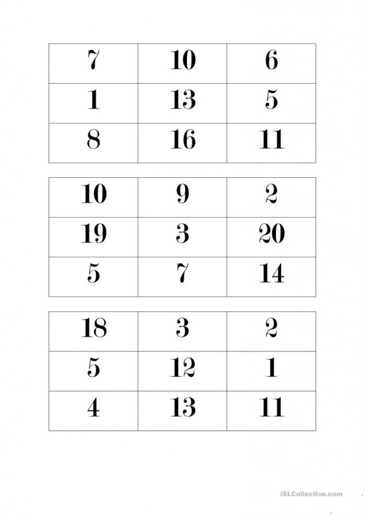 Bingo 1-20 Worksheet - Free Esl Printable Worksheets Madeteachers | Printable Bingo Cards 1 20