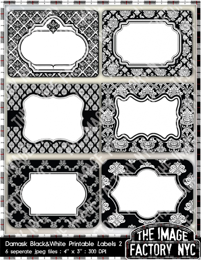 Black And White Damask Printable Labels &amp;amp; Tags, For Gift Tags, Place | Free Printable Damask Place Cards