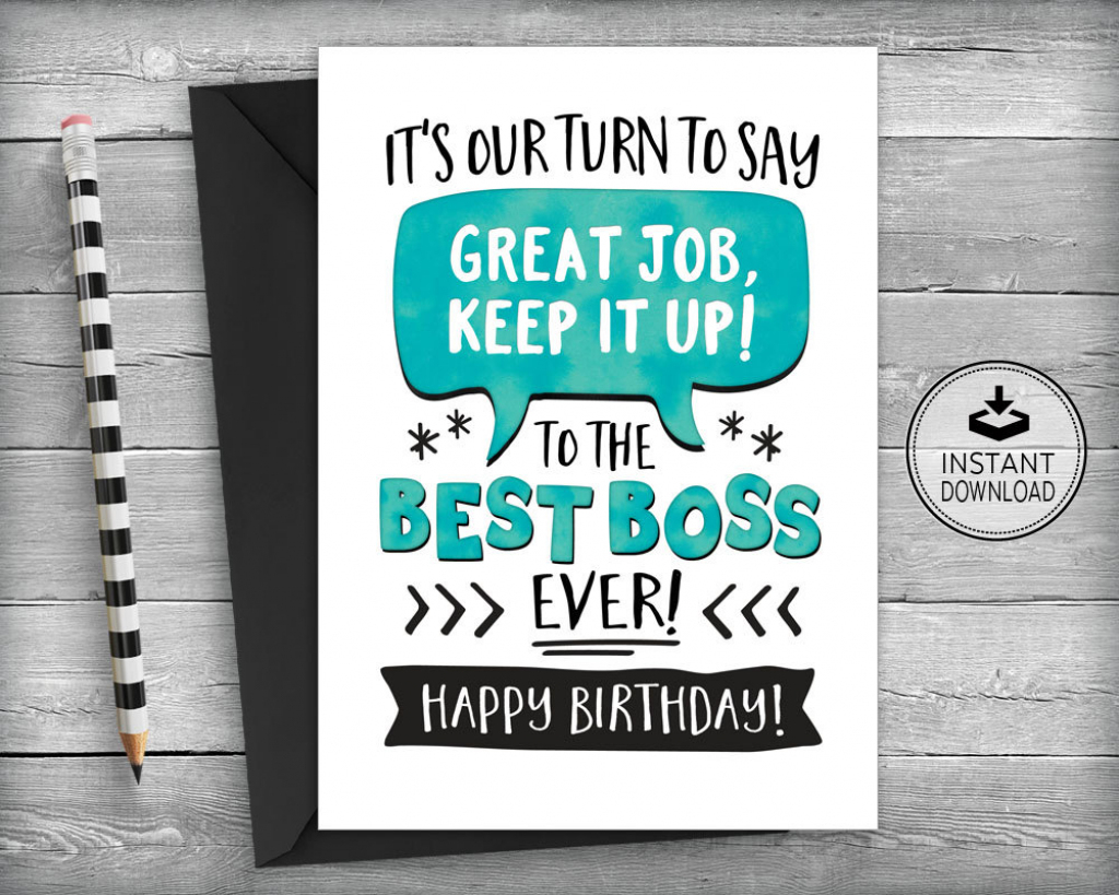 Boss Birthday Card Card For Boss Boss Appreciation Card | Etsy | Boss&amp;#039;s Day Printable Cards