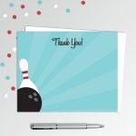 Bowling Thank You Cards   Bowling Birthday Party   Printable Thank You Note    Birthday Thank You Notes   4X5" Flat Card   Printable Card | Bowling Birthday Cards Printable