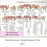 Bridal Shower Games Mega Pack Of 10 Printable Pdf Games, Pink Floral | Printable Card Games Pdf