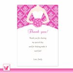 Bride Dress Bridal Shower Thank You Card Hot Pink Thank You Note | Printable Quinceanera Birthday Cards