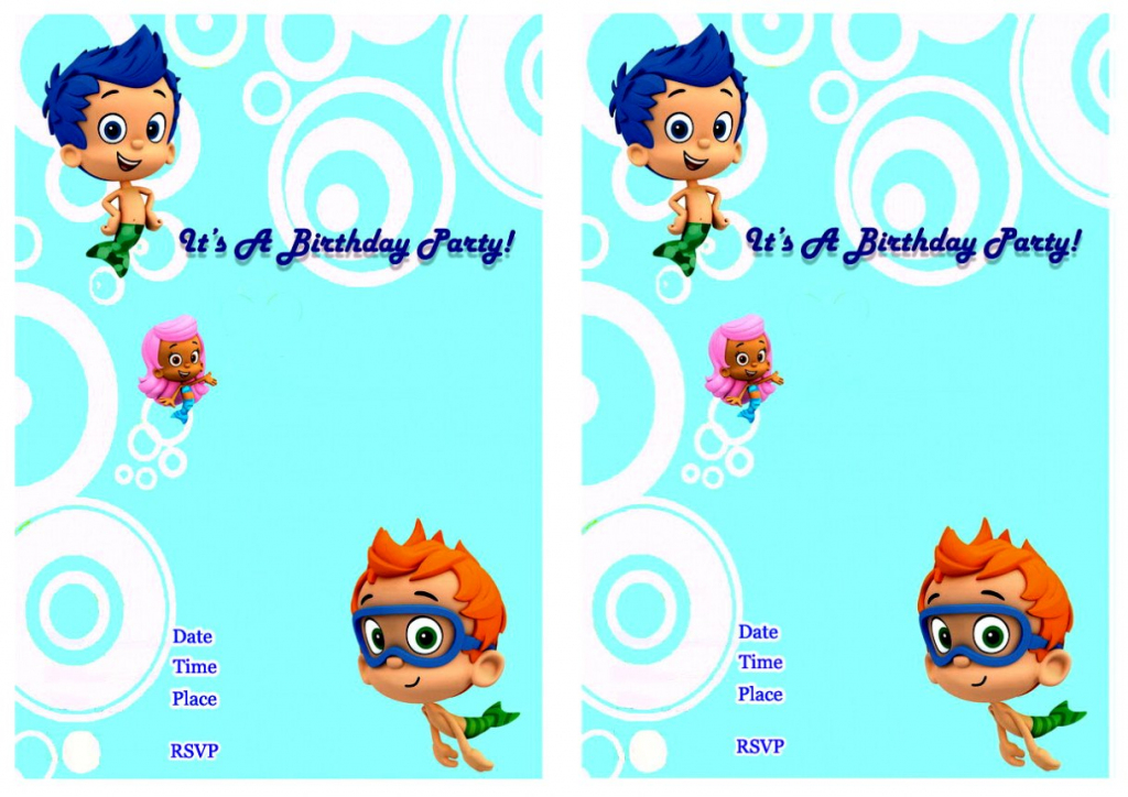 Bubble Guppies Invitation Template Boys Birthday Templates | Bubble Guppies Printable Birthday Cards