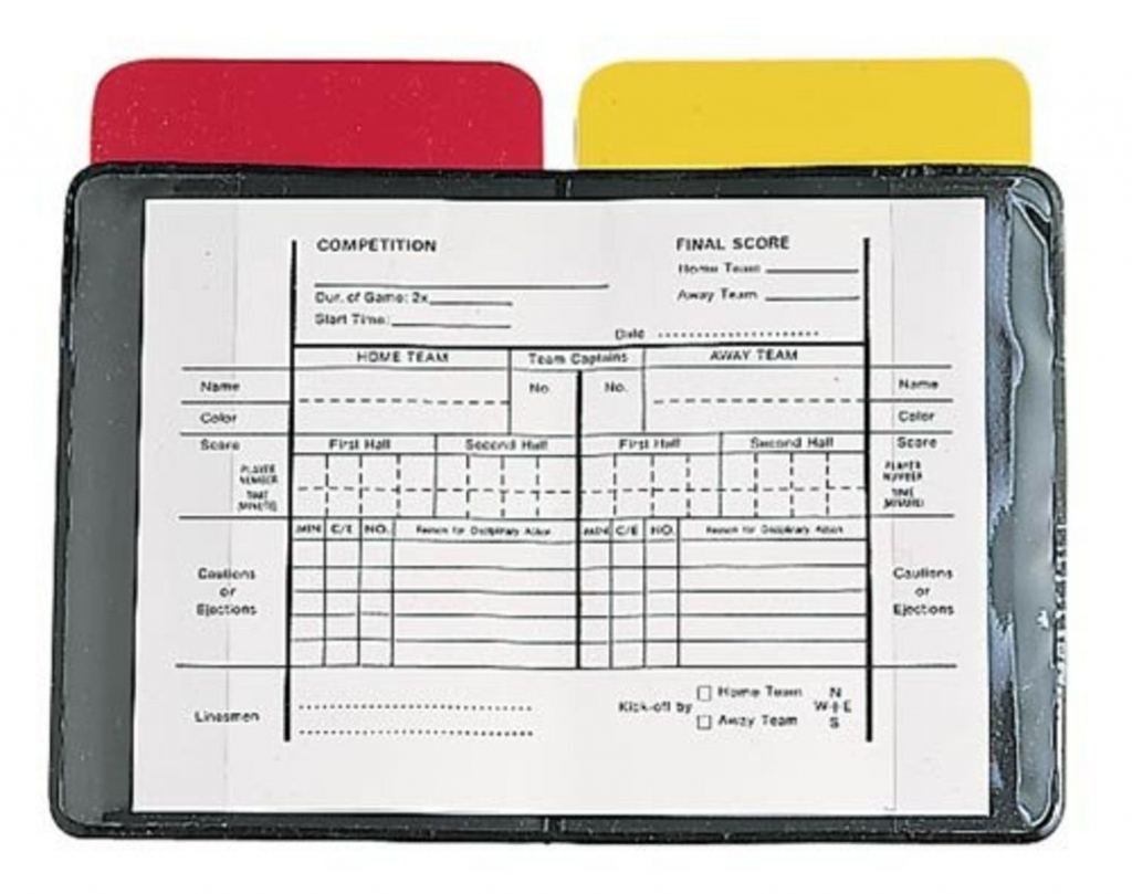 Soccer Referee Score Card Template Wallet Size Kwik Goal Printable