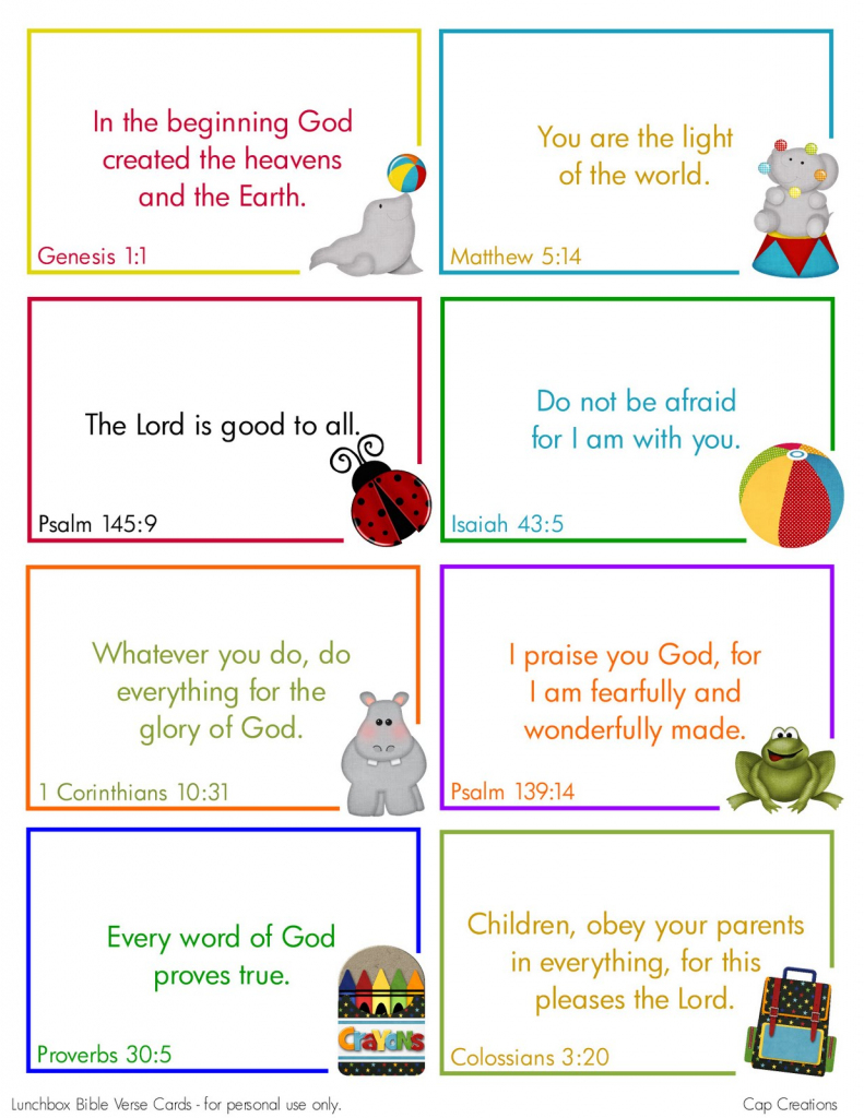 Cap Creations: Free Printable Lunchbox Bible Verse Cards | Printable Bible Verse Cards