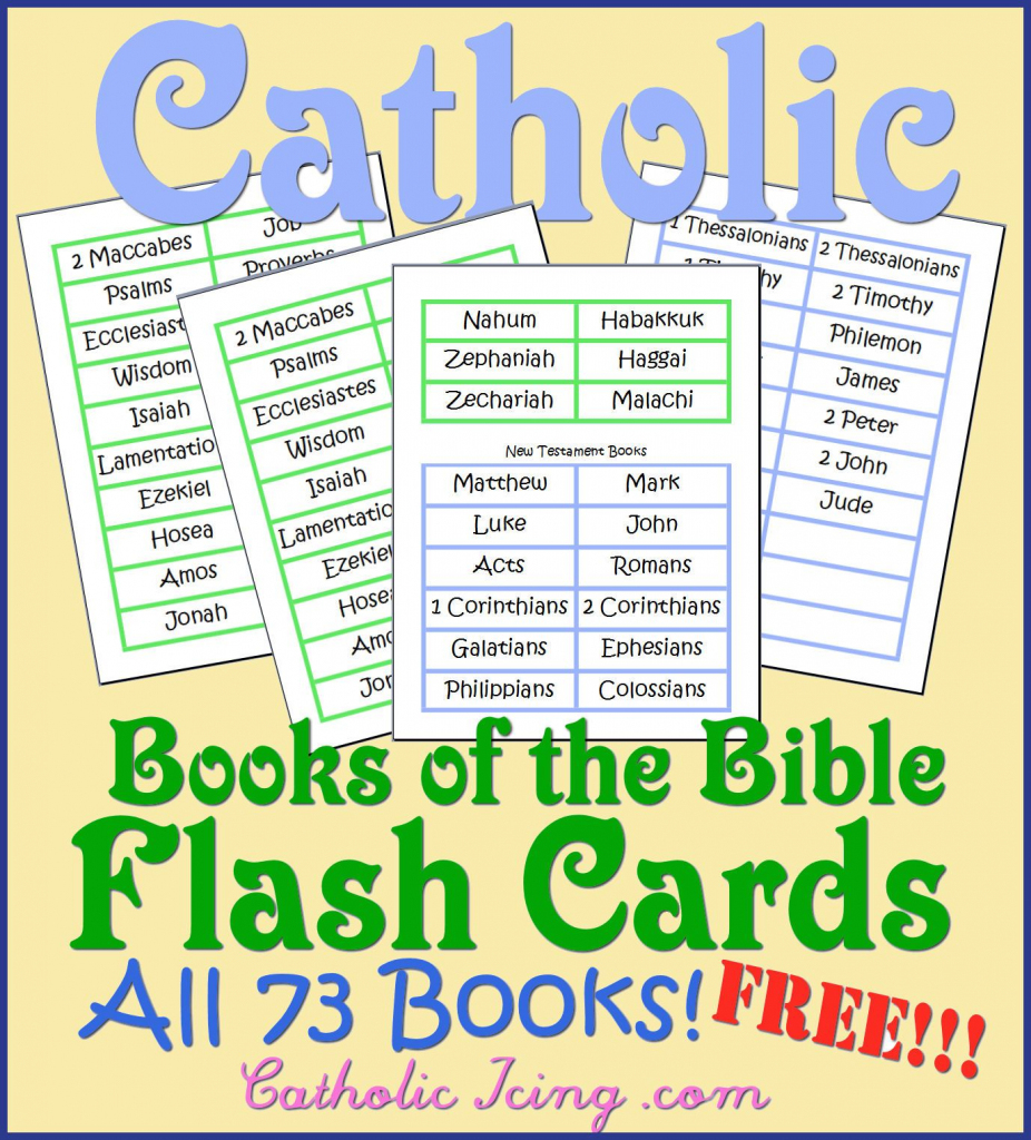 Cathoilc Books Of The Bible Flas Cards All 73 Books Free | Catholic | Bible Book Flash Cards Printable