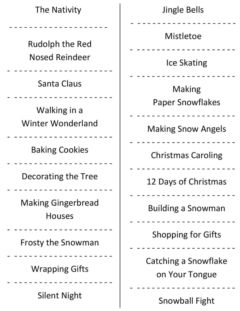 Christmas Charades (Free Printable Party Game) | Christmas | Free | Free Printable Charades Cards