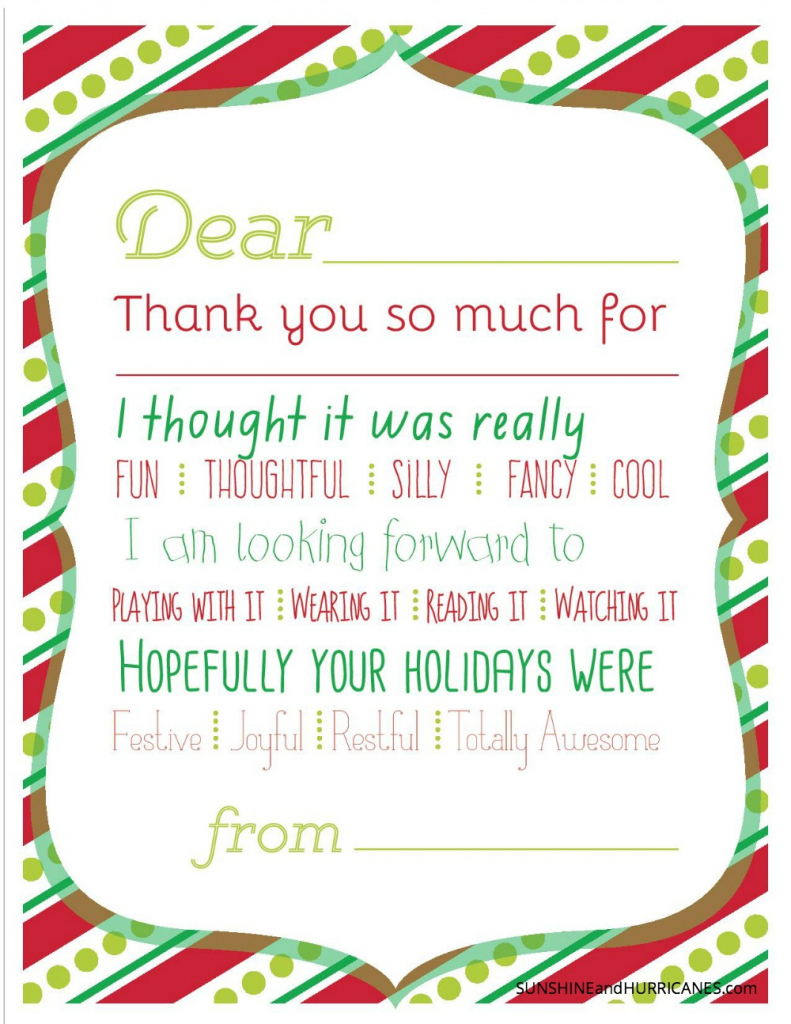 Christmas Printable Thank You Cards For Kids | Printable Thank You Cards For Teachers