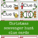 Christmas Scavenger Hunt Free Printable Clue Cards For Kids | Treasure Hunt Printable Clue Cards