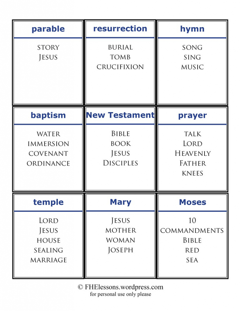 Church Words Taboo Game | Family Home Evening Lessons | Printable Taboo Cards Download