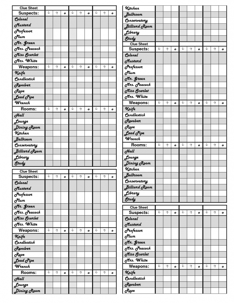 26 Images Of Clue Score Sheet Template Photomeat Cluedo Score Cards