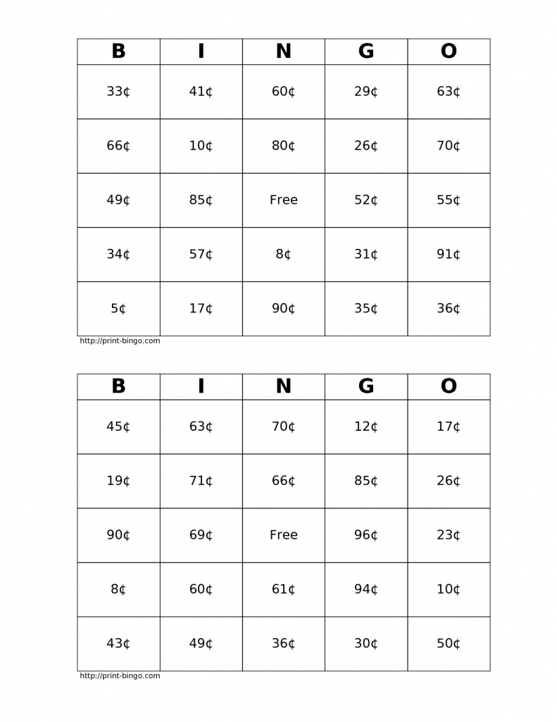 Money Bingo Printable Cards Best FREE Printable