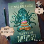 Cthulhu Birthday Card Lovecraft Birthday Card Nerdy Birthday | Etsy | Nerdy Birthday Cards Printable