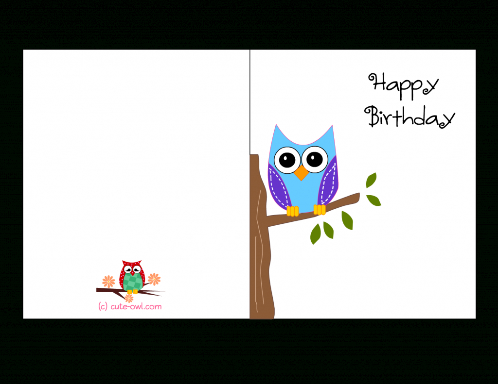 Cute Owl Sitting On A Branch Happy Birthday Card | Favorite | Cards For Birthdays Printable