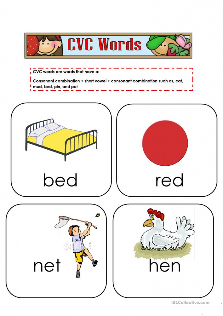 Cvc Words Flashcards Worksheet - Free Esl Printable Worksheets Made | Cvc Picture Cards Printable