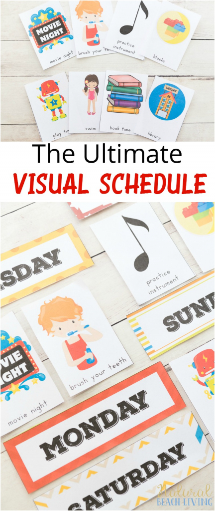 Daily Visual Schedule For Kids Free Printable - Natural Beach Living | Free Printable Schedule Cards For Preschool