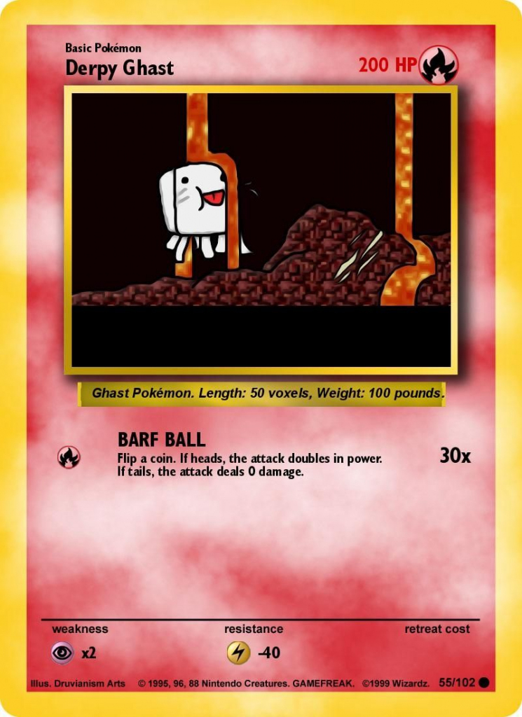 Derpy Cards Of A Ghast So Weird | Minecraft Board | Pokemon Cards | Minecraft Pokemon Cards Printable