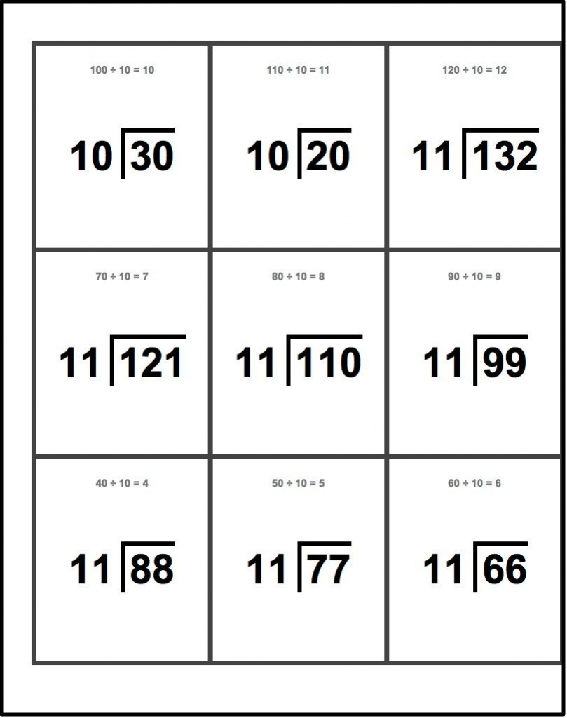Division Flash Cards For Dividing10, 11 And 12 Facts | Division | Free Printable Division Flash Cards