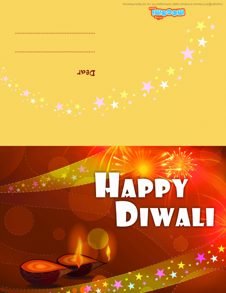 Diwali Diyas - Diwali Greeting Card For Kids | Mocomi | Printable Diwali Greeting Cards