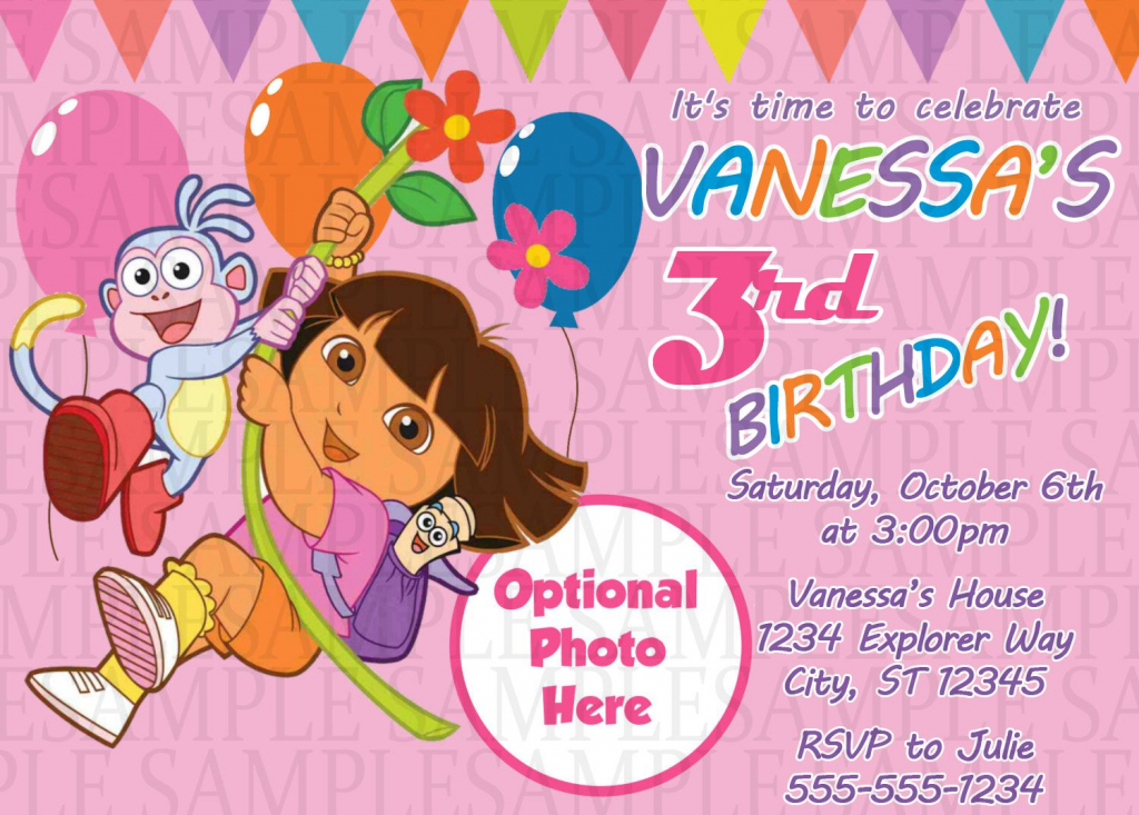 Dora The Explorer Birthday Invitation $11 | Kids Birthday | Dora Birthday Cards Free Printable