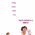 Dora The Explorer Free Printable Birthday Party Invitation | Dora Birthday Cards Free Printable