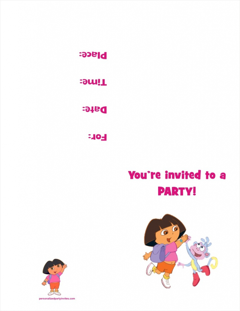 Dora The Explorer Free Printable Birthday Party Invitation | Dora Birthday Cards Free Printable