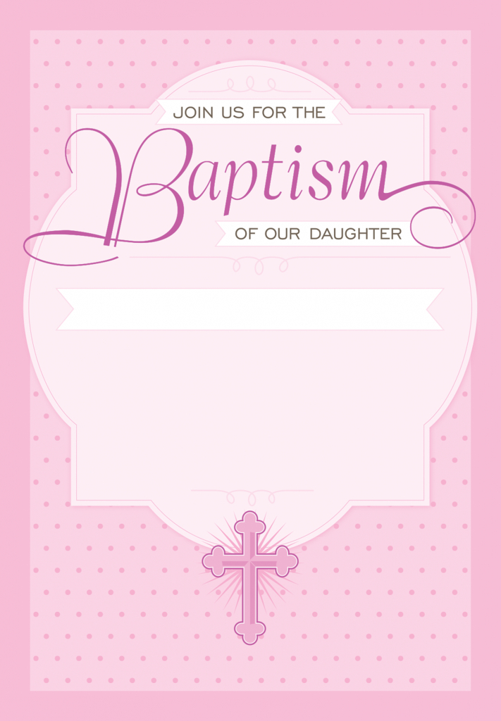Dotted Pink - Free Printable Baptism &amp;amp; Christening Invitation | Printable Baptism Christening Cards