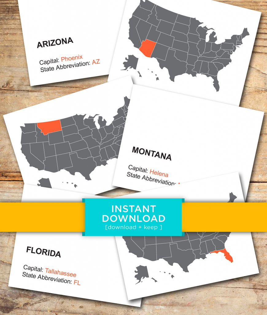 Download State Capital Flash Cards - Printable, Flashcards, Geography,  United States, Government, Flashcards, Elementary School, Study Guide | State Capitals Flash Cards Printable