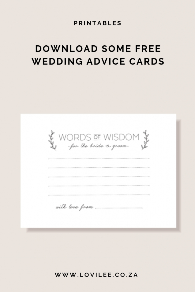 Download Your Free Wedding Advice Cards Printable | Lovilee Blog | Printable Newlywed Game Cards