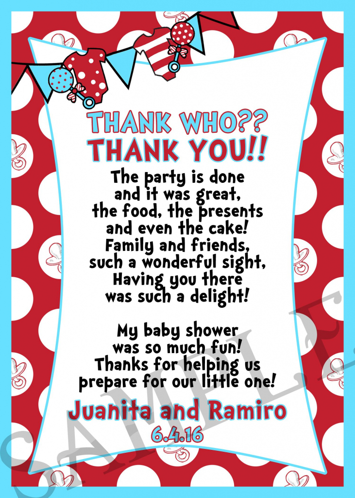 Dr. Seuss Thank You Card | Kids In 2019 | Second Baby Showers, Dr | Printable Dr Seuss Thank You Cards