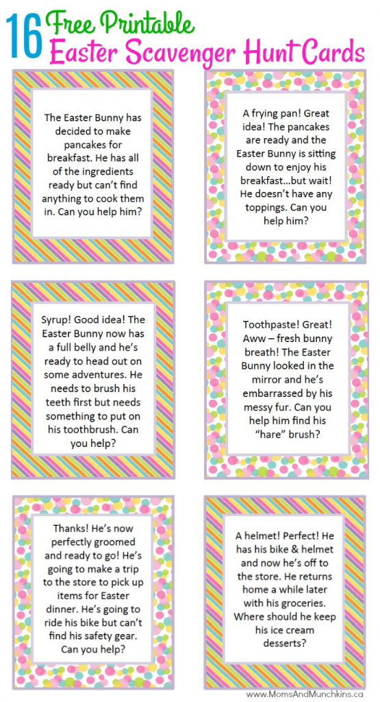 Easter Scavenger Hunt Ideas - Moms &amp;amp; Munchkins | Treasure Hunt Printable Clue Cards